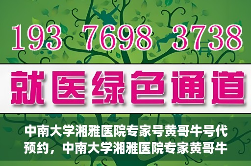中南大学湘雅医院专家号黄哥牛号代预约，中南大学湘雅医院专家黄哥牛号预约攻略，一站式代预约服务体验