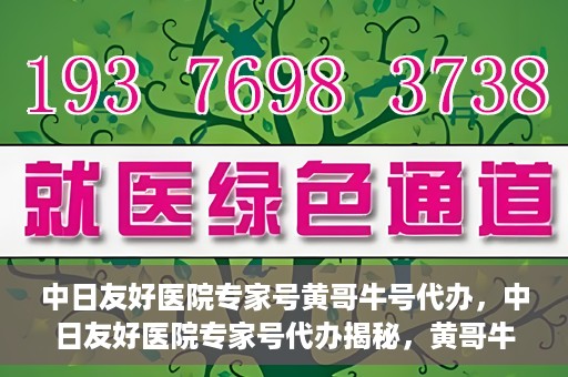 中日友好医院专家号黄哥牛号代办，中日友好医院专家号代办揭秘，黄哥牛号助您轻松预约专家资源