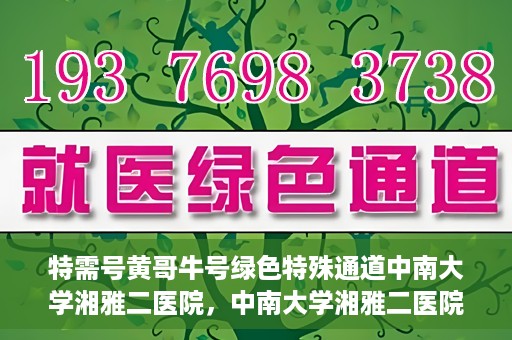 特需号黄哥牛号绿色特殊通道中南大学湘雅二医院，中南大学湘雅二医院特需绿色特殊通道，黄哥牛号引领医疗新风尚