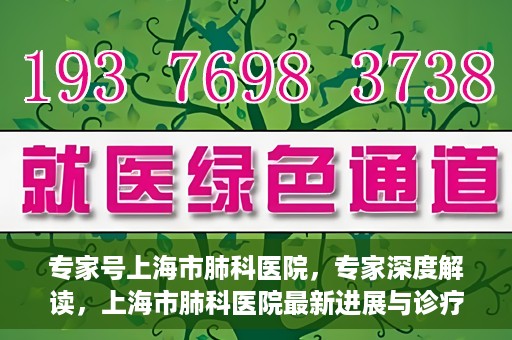 专家号上海市肺科医院，专家深度解读，上海市肺科医院最新进展与诊疗技术解析