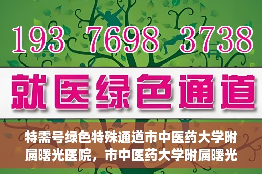 特需号绿色特殊通道市中医药大学附属曙光医院，市中医药大学附属曙光医院特需号绿色特殊通道，医疗服务的创新与升级
