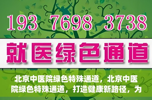 北京中医院绿色特殊通道，北京中医院绿色特殊通道，打造健康新路径，为患者解忧解困