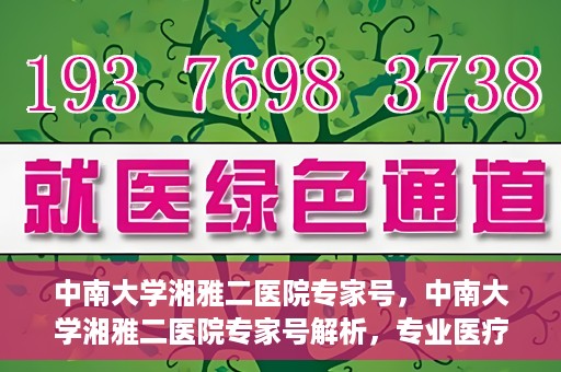 中南大学湘雅二医院专家号，中南大学湘雅二医院专家号解析，专业医疗团队为您的健康护航