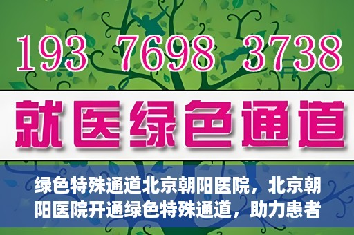 绿色特殊通道北京朝阳医院，北京朝阳医院开通绿色特殊通道，助力患者快速就医