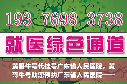 黄哥牛号代挂号广东省人民医院，黄哥牛号助您预约广东省人民医院——便捷代挂号服务