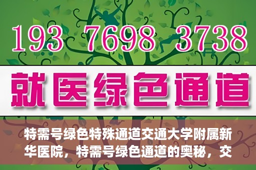 特需号绿色特殊通道交通大学附属新华医院，特需号绿色通道的奥秘，交通大学附属新华医院的探索与实践