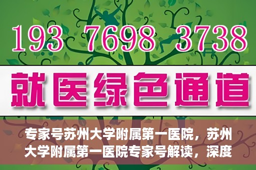 专家号苏州大学附属第一医院，苏州大学附属第一医院专家号解读，深度剖析医疗专业与服务质量