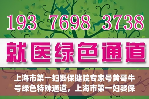 上海市第一妇婴保健院专家号黄哥牛号绿色特殊通道，上海市第一妇婴保健院的绿色特殊通道专家号黄哥牛号——母婴健康的守护者