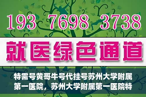 特需号黄哥牛号代挂号苏州大学附属第一医院，苏州大学附属第一医院特需号黄哥牛号代挂号服务解析