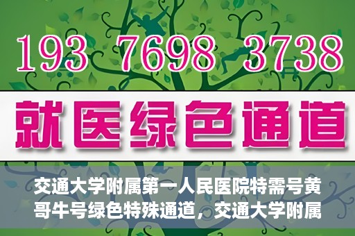 交通大学附属第一人民医院特需号黄哥牛号绿色特殊通道，交通大学附属第一人民医院特需号黄哥牛号，绿色通道的便捷之路