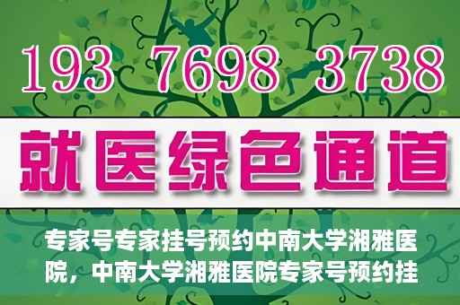 专家号专家挂号预约中南大学湘雅医院，中南大学湘雅医院专家号预约挂号攻略，专业医疗，一键预约体验