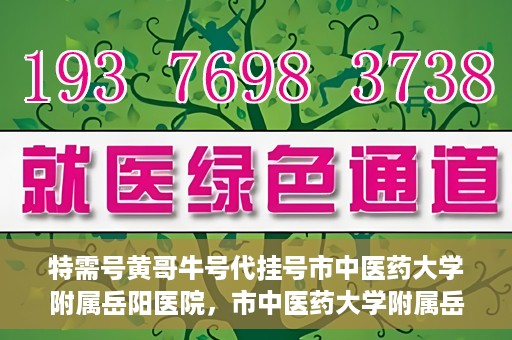 特需号黄哥牛号代挂号市中医药大学附属岳阳医院，市中医药大学附属岳阳医院特需号黄哥牛号代挂号服务解析