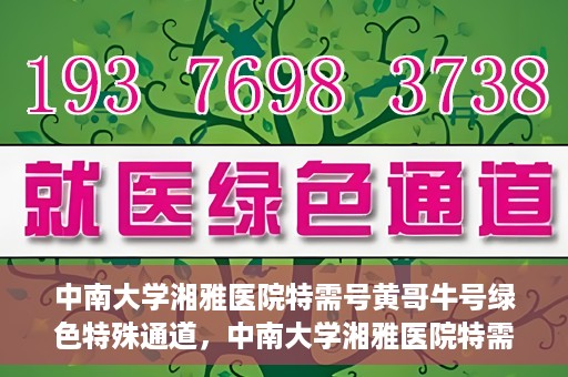 中南大学湘雅医院特需号黄哥牛号绿色特殊通道，中南大学湘雅医院特需号黄哥牛号，绿色特殊通道开启健康之门