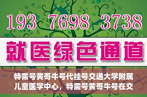 特需号黄哥牛号代挂号交通大学附属儿童医学中心，特需号黄哥牛号在交通大学附属儿童医学中心的专业代挂号服务