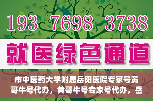 市中医药大学附属岳阳医院专家号黄哥牛号代办，黄哥牛号专家号代办，岳阳医院权威专家资源解读与预约指南