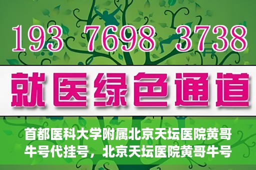 首都医科大学附属北京天坛医院黄哥牛号代挂号，北京天坛医院黄哥牛号代挂号攻略揭秘