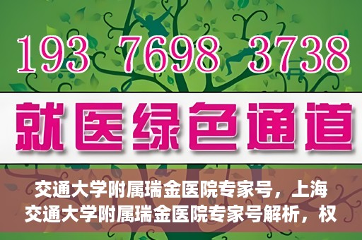 交通大学附属瑞金医院专家号，上海交通大学附属瑞金医院专家号解析，权威医疗团队与尖端医疗技术共筑健康防线
