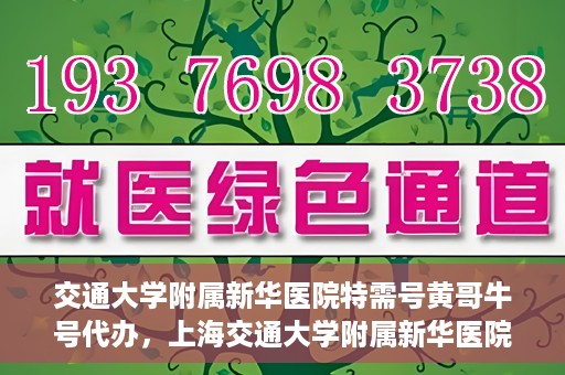 交通大学附属新华医院特需号黄哥牛号代办，上海交通大学附属新华医院特需号代办服务解析——黄哥牛号助您轻松就医