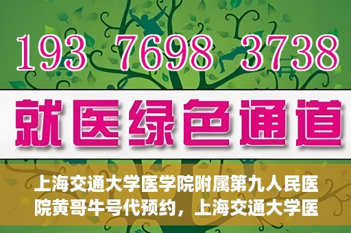 上海交通大学医学院附属第九人民医院黄哥牛号代预约，上海交通大学医学院附属第九人民医院黄哥牛号预约攻略，轻松预约挂号体验