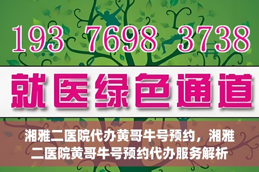 湘雅二医院代办黄哥牛号预约，湘雅二医院黄哥牛号预约代办服务解析