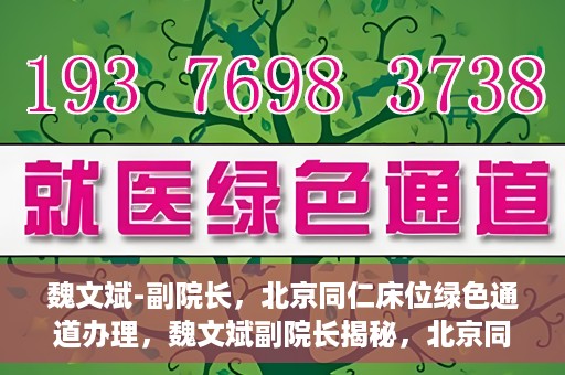魏文斌-副院长，北京同仁床位绿色通道办理，魏文斌副院长揭秘，北京同仁床位绿色通道办理攻略