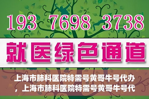 上海市肺科医院特需号黄哥牛号代办，上海市肺科医院特需号黄哥牛号代办服务解析