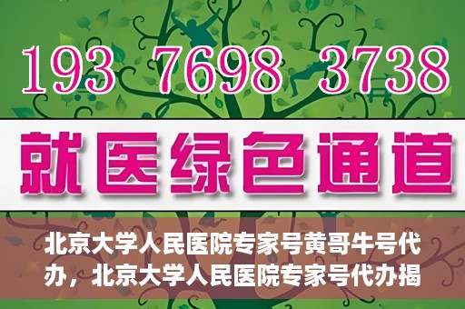 北京大学人民医院专家号黄哥牛号代办，北京大学人民医院专家号代办揭秘，黄哥牛号背后的故事