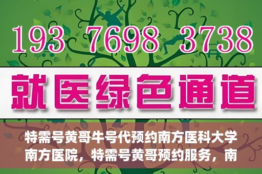 特需号黄哥牛号代预约南方医科大学南方医院，特需号黄哥预约服务，南方医科大学南方医院便捷就医新通道