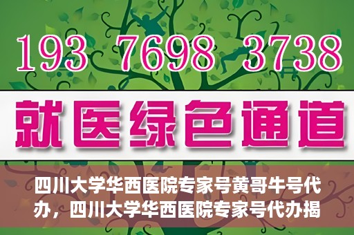 四川大学华西医院专家号黄哥牛号代办，四川大学华西医院专家号代办揭秘，黄哥牛号背后的故事