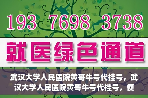 武汉大学人民医院黄哥牛号代挂号，武汉大学人民医院黄哥牛号代挂号，便捷就医背后的故事