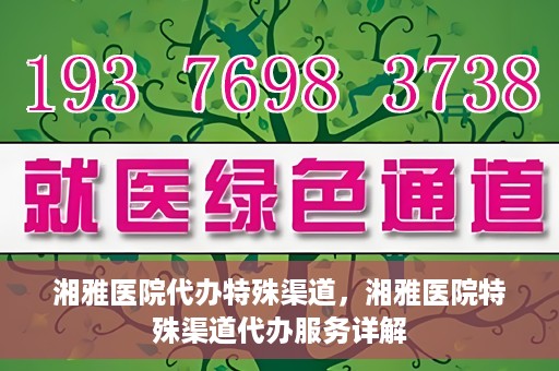 湘雅医院代办特殊渠道，湘雅医院特殊渠道代办服务详解