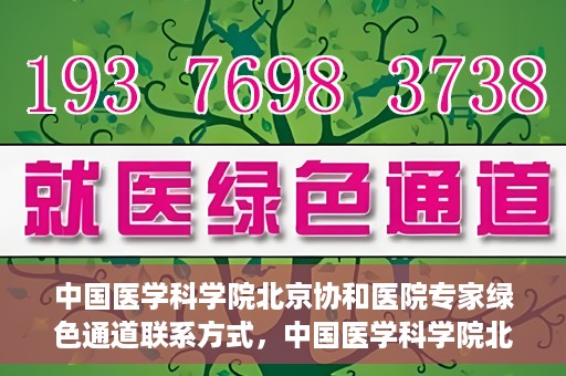 中国医学科学院北京协和医院专家绿色通道联系方式，中国医学科学院北京协和医院专家绿色通道联系指南，权威医疗资源的快速通道服务解析