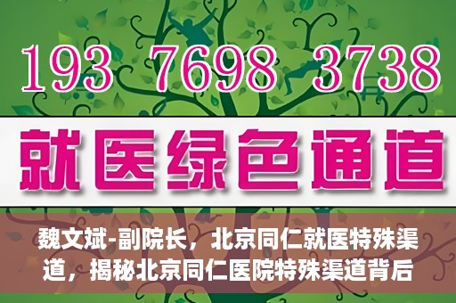 魏文斌-副院长，北京同仁就医特殊渠道，揭秘北京同仁医院特殊渠道背后的副院长魏文斌