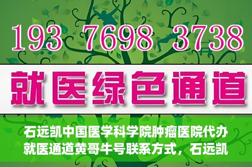 石远凯中国医学科学院肿瘤医院代办就医通道黄哥牛号联系方式，石远凯教授就医通道代办联系方式，黄哥牛号助力就医之路