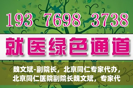 魏文斌-副院长，北京同仁专家代办，北京同仁医院副院长魏文斌，专家代办背后的故事