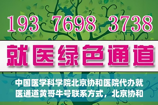 中国医学科学院北京协和医院代办就医通道黄哥牛号联系方式，北京协和医院代办就医通道，黄哥牛号联系方式揭秘