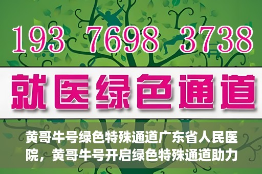 黄哥牛号绿色特殊通道广东省人民医院，黄哥牛号开启绿色特殊通道助力广东省人民医院服务升级