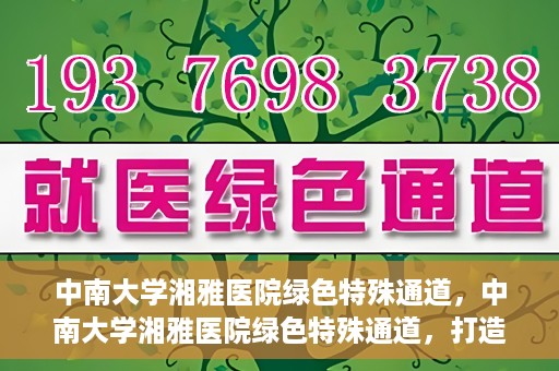 中南大学湘雅医院绿色特殊通道，中南大学湘雅医院绿色特殊通道，打造医疗服务的绿色通道新篇章