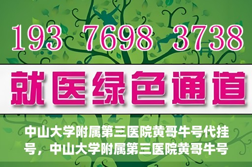 中山大学附属第三医院黄哥牛号代挂号，中山大学附属第三医院黄哥牛号助您轻松挂号就医