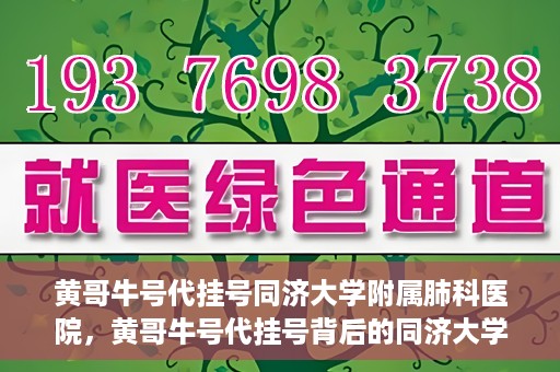 黄哥牛号代挂号同济大学附属肺科医院，黄哥牛号代挂号背后的同济大学附属肺科医院就医故事