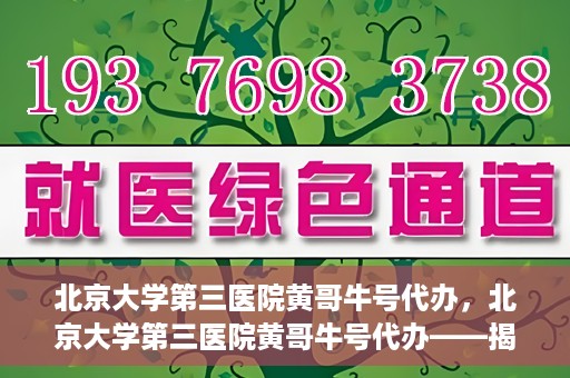 北京大学第三医院黄哥牛号代办，北京大学第三医院黄哥牛号代办——揭秘医疗预约背后的故事