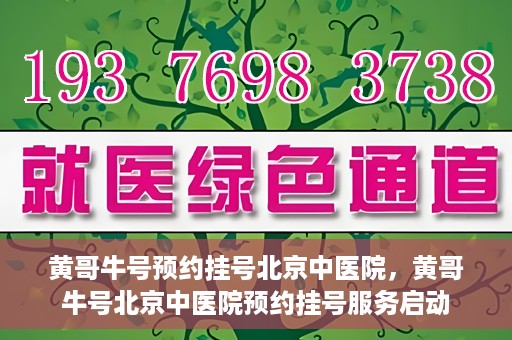 黄哥牛号预约挂号北京中医院，黄哥牛号北京中医院预约挂号服务启动