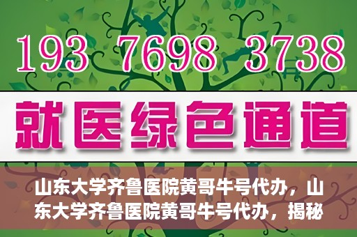 山东大学齐鲁医院黄哥牛号代办，山东大学齐鲁医院黄哥牛号代办，揭秘背后的故事与真相