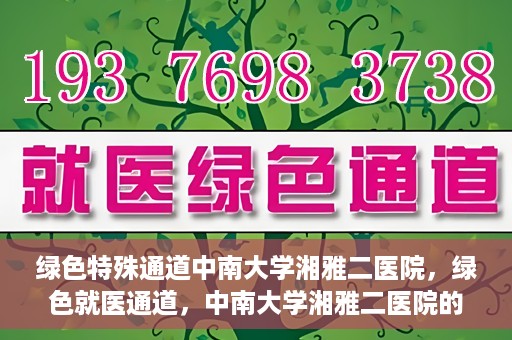 绿色特殊通道中南大学湘雅二医院，绿色就医通道，中南大学湘雅二医院的独特实践