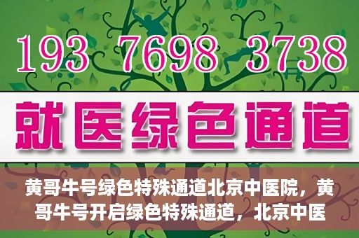 黄哥牛号绿色特殊通道北京中医院，黄哥牛号开启绿色特殊通道，北京中医院助力健康中国行