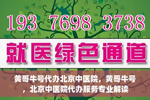 黄哥牛号代办北京中医院，黄哥牛号，北京中医院代办服务专业解读