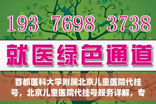 首都医科大学附属北京儿童医院代挂号，北京儿童医院代挂号服务详解，专业医疗与便捷服务的结合