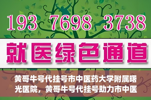 黄哥牛号代挂号市中医药大学附属曙光医院，黄哥牛号代挂号助力市中医药大学附属曙光医院就医无忧