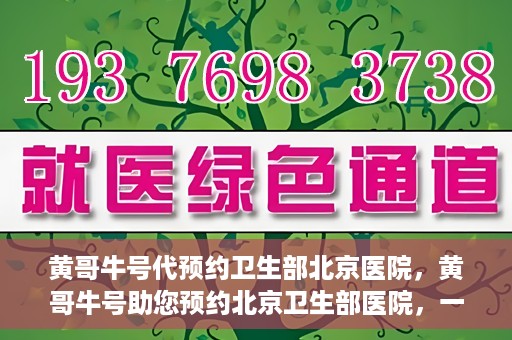 黄哥牛号代预约卫生部北京医院，黄哥牛号助您预约北京卫生部医院，一站式便捷服务开启