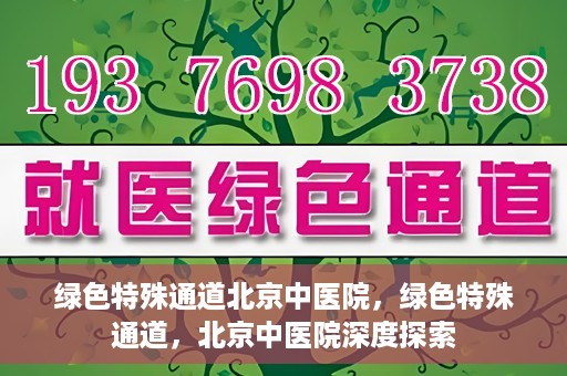 绿色特殊通道北京中医院，绿色特殊通道，北京中医院深度探索